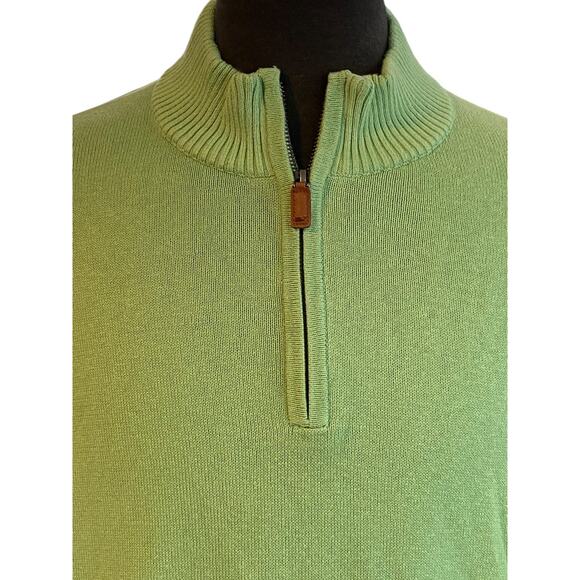Vineyard Vines Green 1/4 Zip Sweater Pullover Cotton Cashmere Mens L Preppy - Picture 2 of 7
